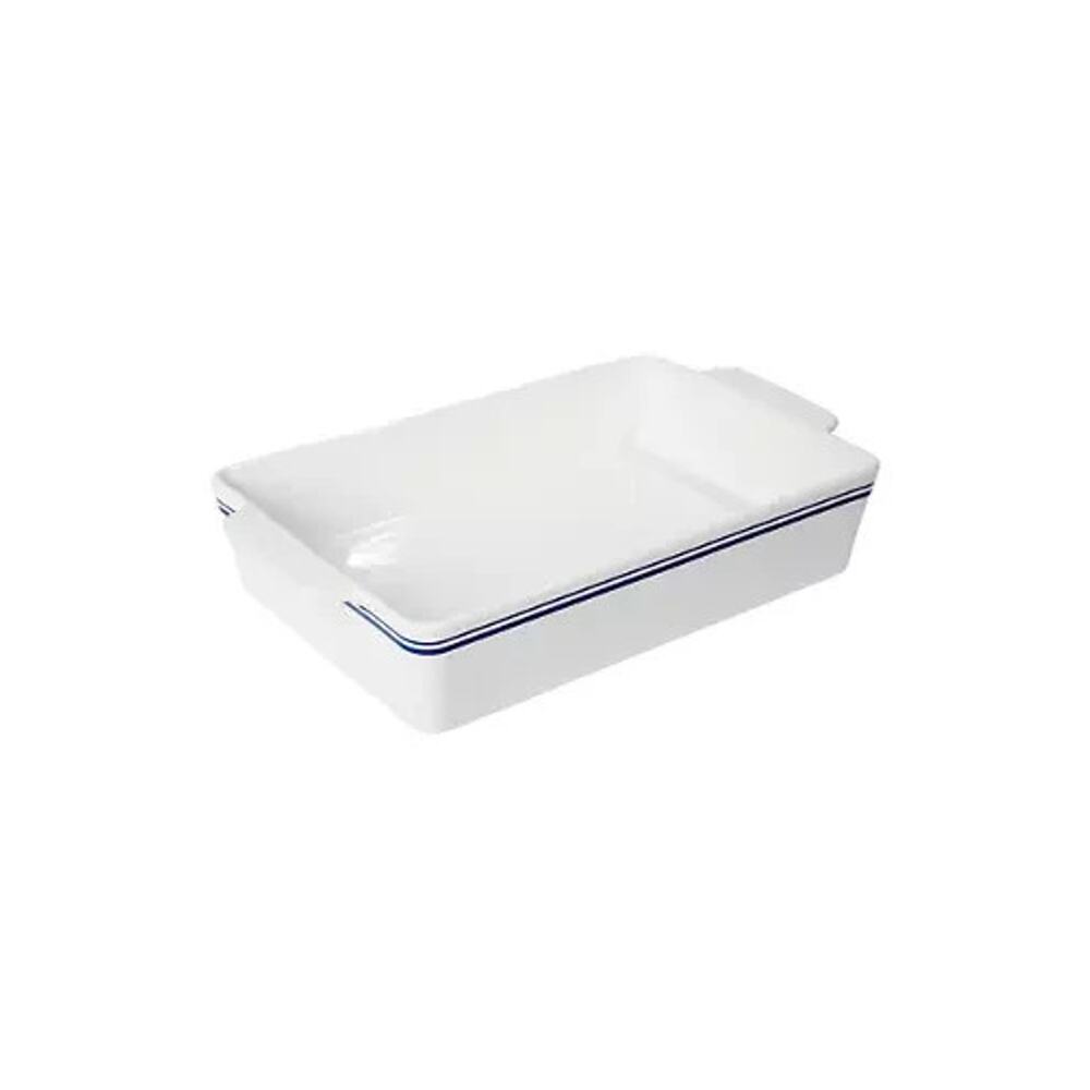 Sur La Table Le Marais 13'' Fine Ceramic Rectangular Baker Dish - White/Green